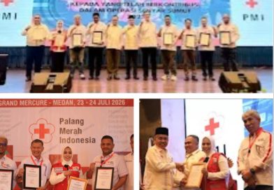 Bupati Labuhanbatu dr Hj Maya Hasmita Sp.OG .MKM Menerima Penghargaan Dari PMI Sumut, Berkat komitmen Kemanusiaan Tanggap Bencana