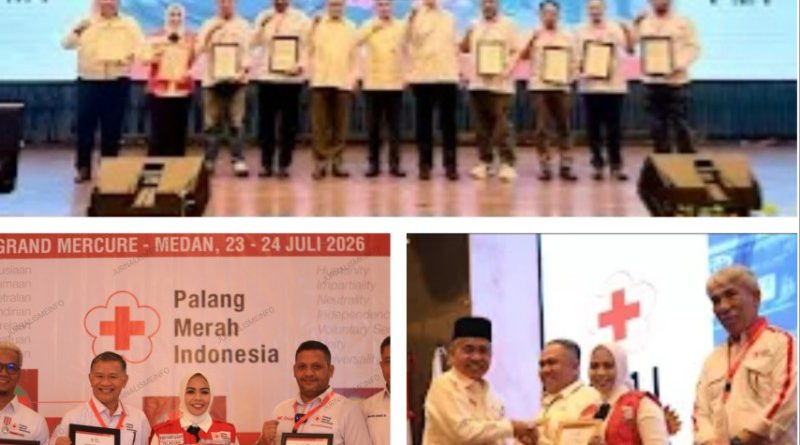 Bupati Labuhanbatu dr Hj Maya Hasmita Sp.OG .MKM Menerima Penghargaan Dari PMI Sumut, Berkat komitmen Kemanusiaan Tanggap Bencana